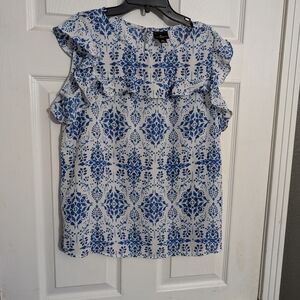 Worthington Blue and White Floral Blouse
